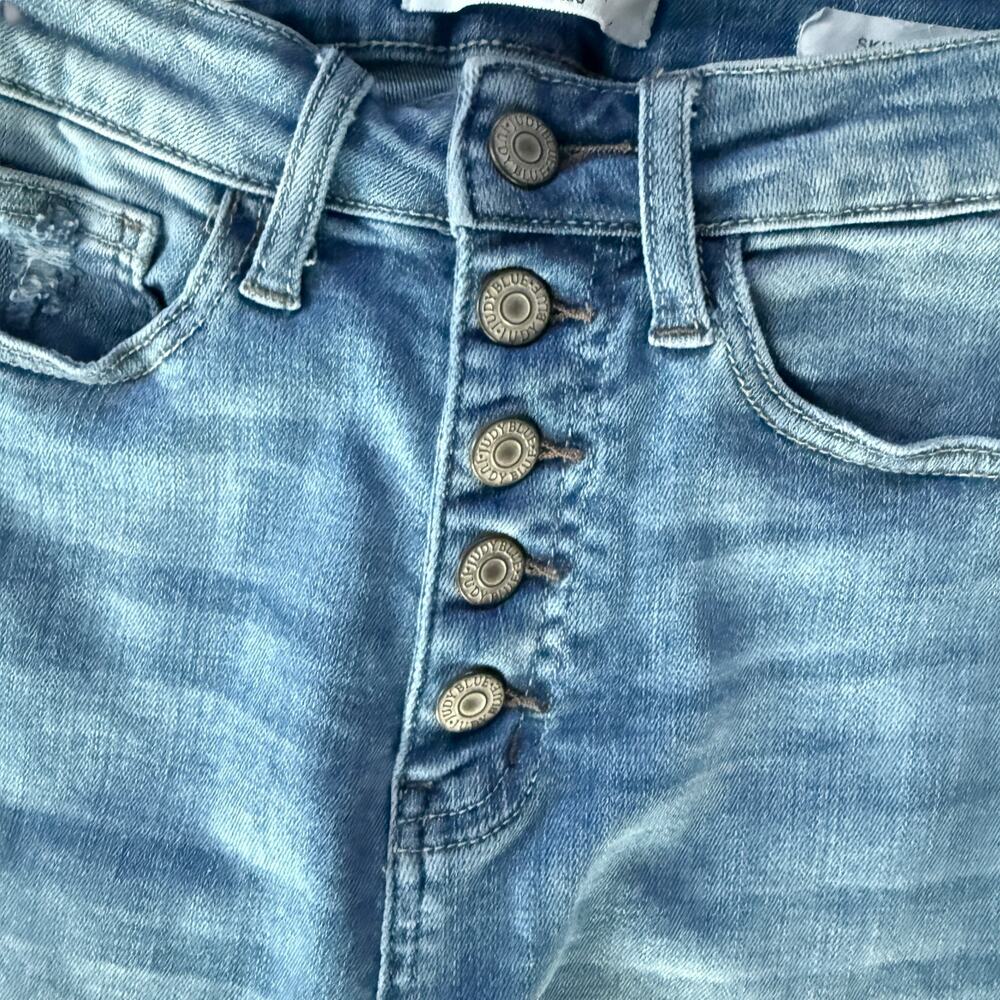 Judy Blue Skinny Jeans Distressed Button Fly Mid Rise Stretch Denim Size 3 - Picture 3 of 16